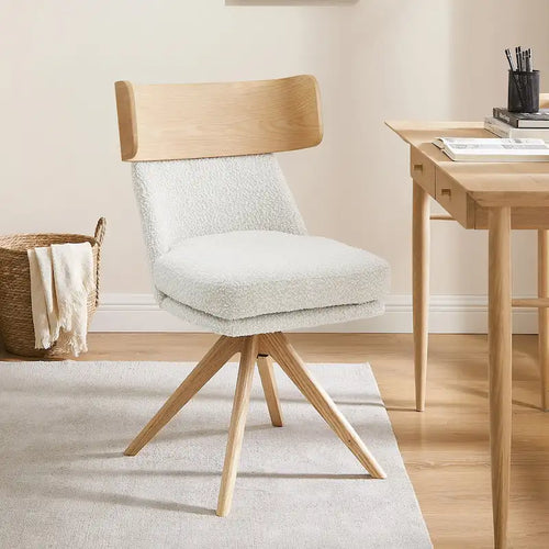 Art Leon Wood and Fabric Swivel Desk Chair