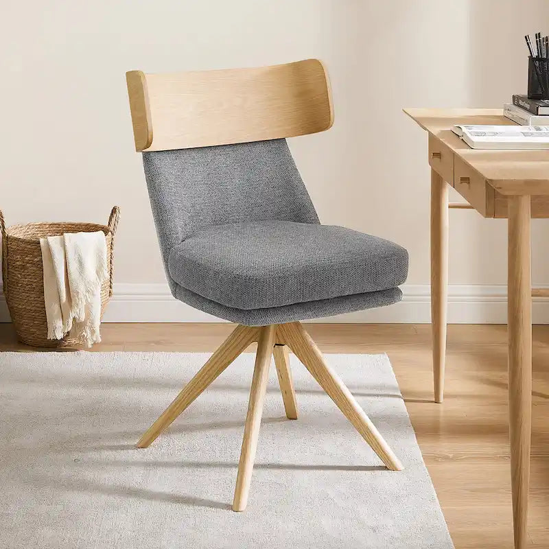 Art Leon Wood and Fabric Swivel Desk Chair