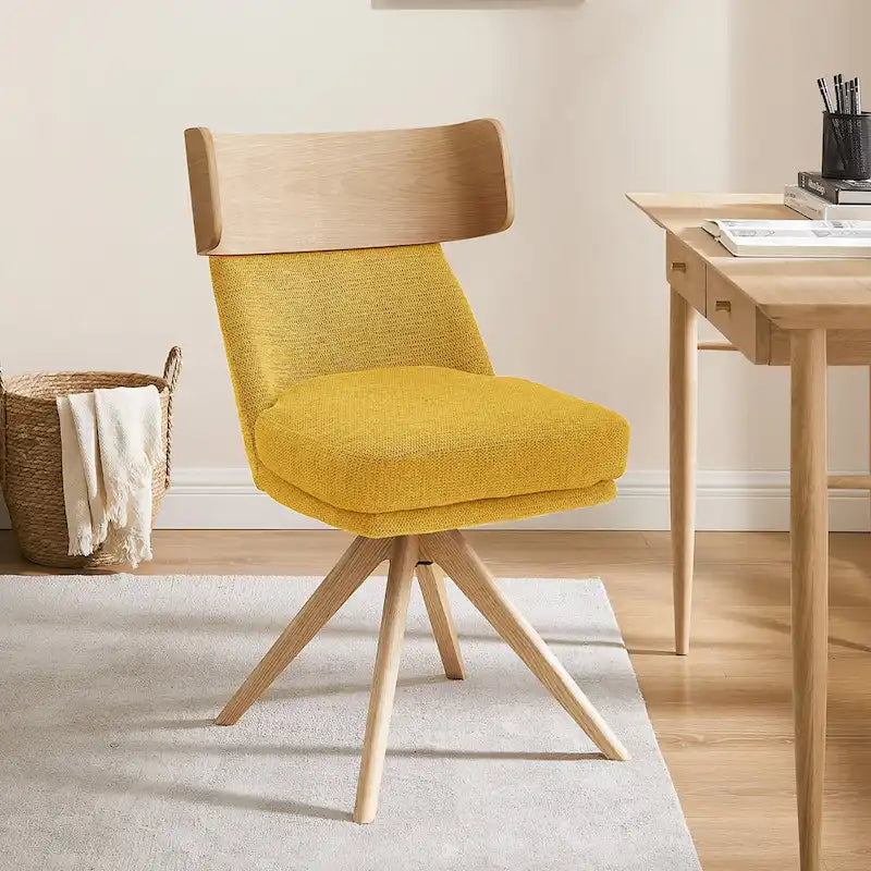 Art Leon Wood and Fabric Swivel Desk Chair