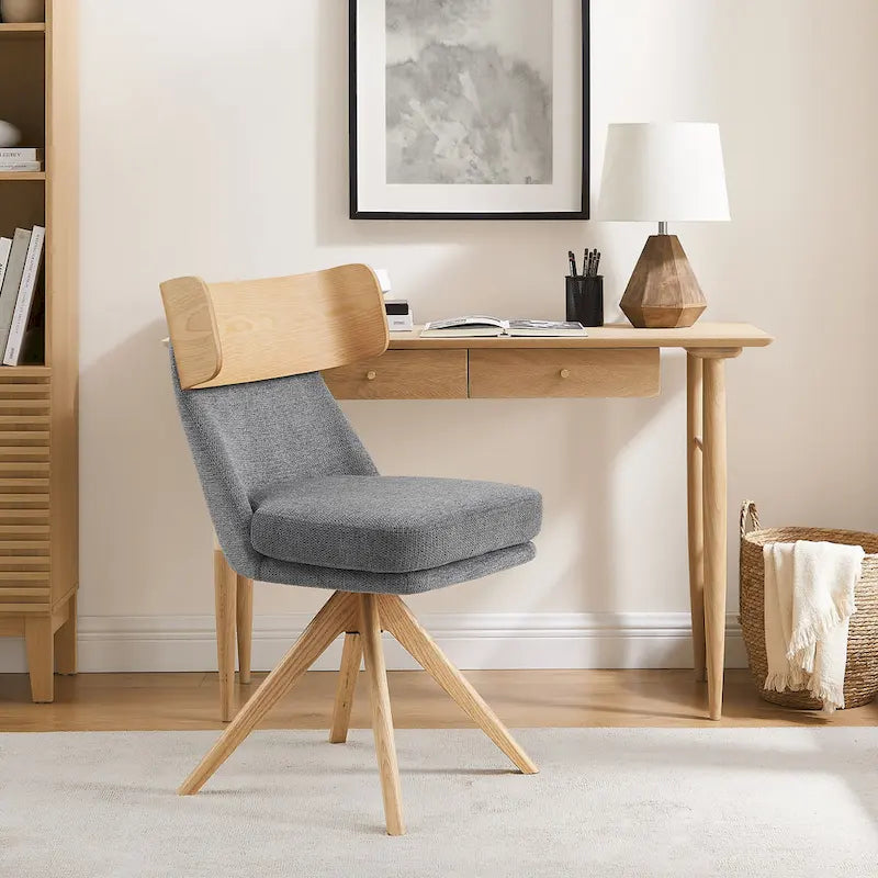 Art Leon Wood and Fabric Swivel Desk Chair