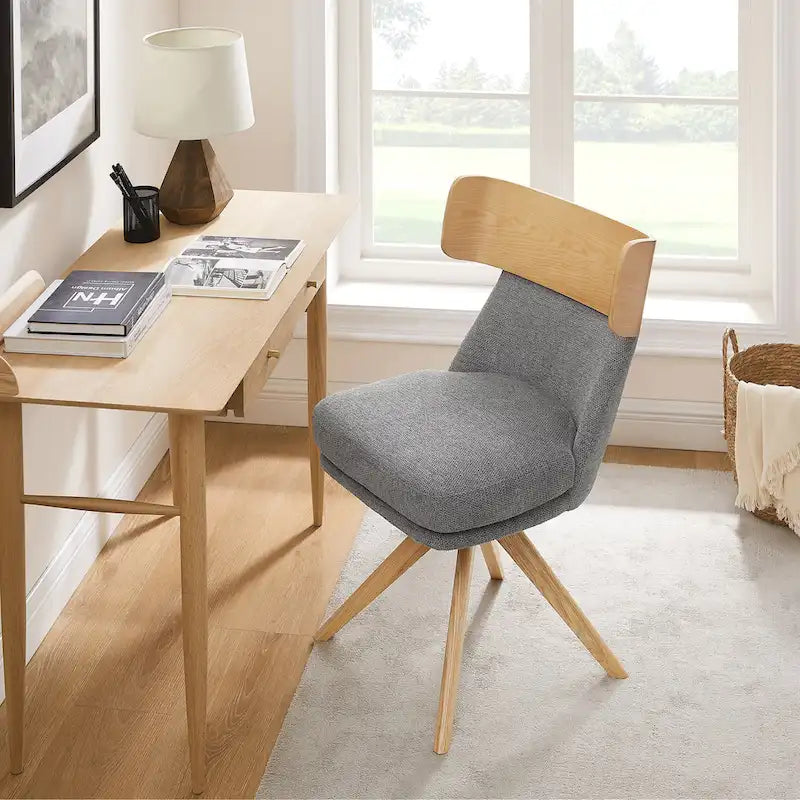 Art Leon Wood and Fabric Swivel Desk Chair