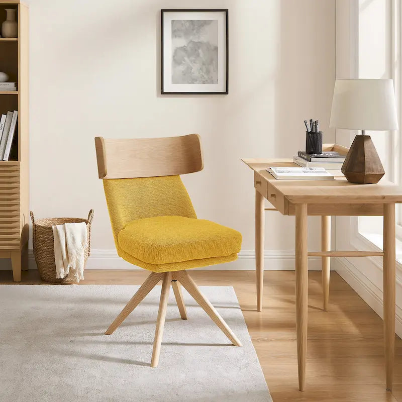 Art Leon Wood and Fabric Swivel Desk Chair