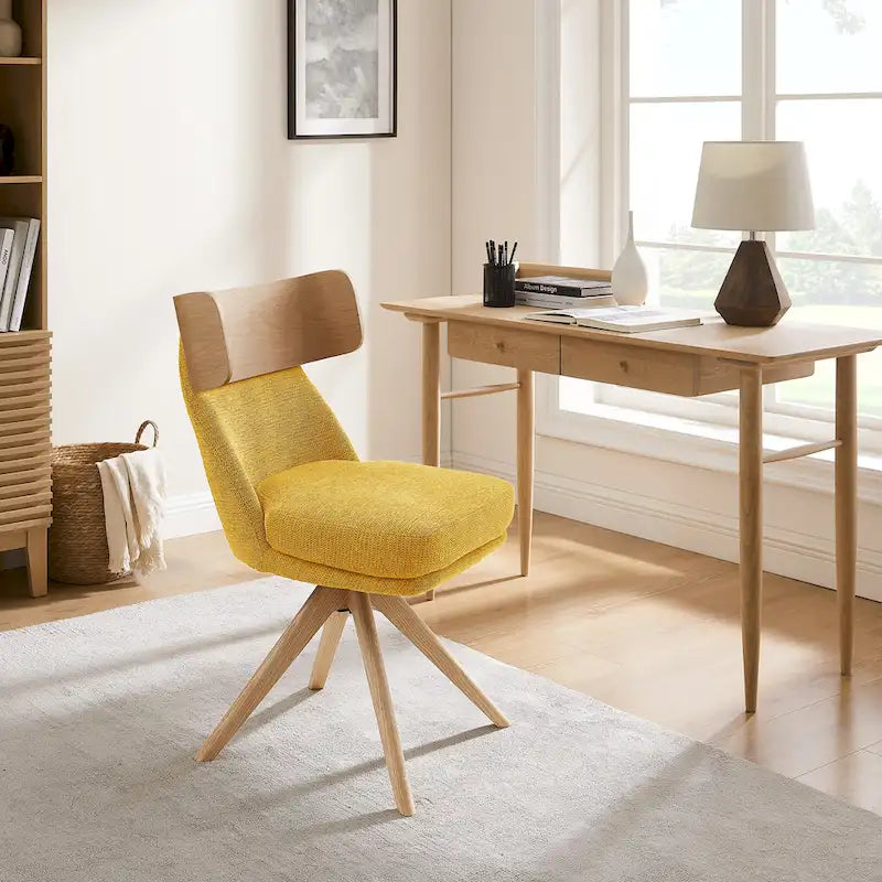 Art Leon Wood and Fabric Swivel Desk Chair