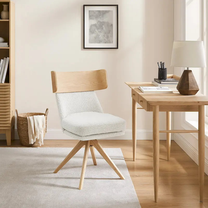 Art Leon Wood and Fabric Swivel Desk Chair