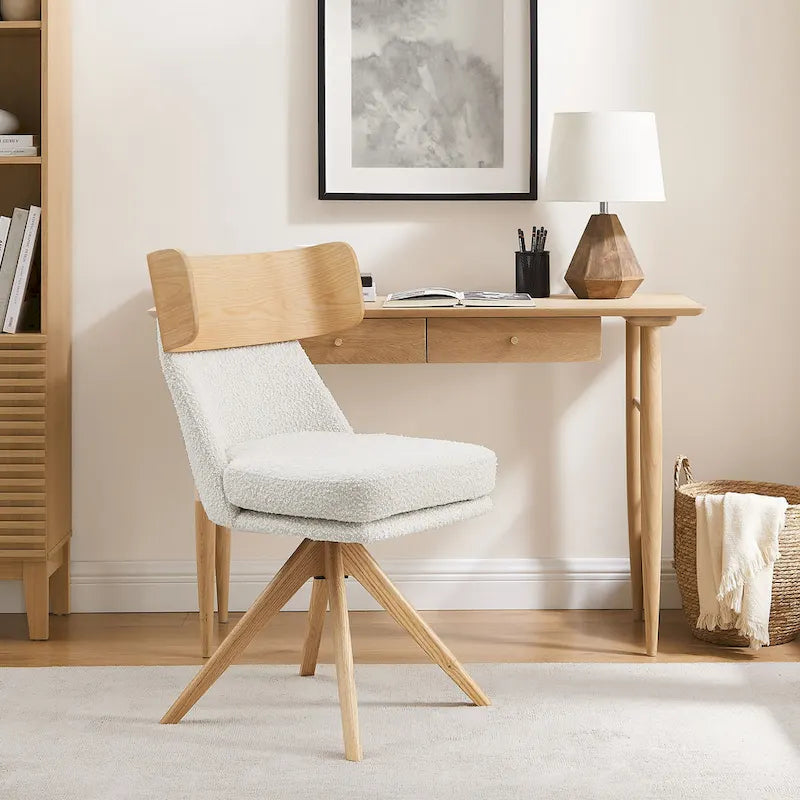 Art Leon Wood and Fabric Swivel Desk Chair