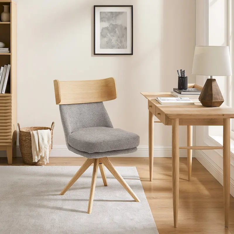 Art Leon Wood and Fabric Swivel Desk Chair