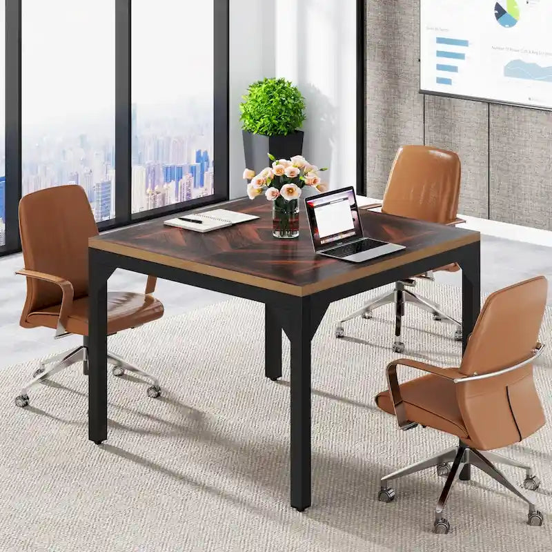 Small Conference Table, Square Meeting Table for Home Office - 39.37  L x 39.37  W x 29.52  H