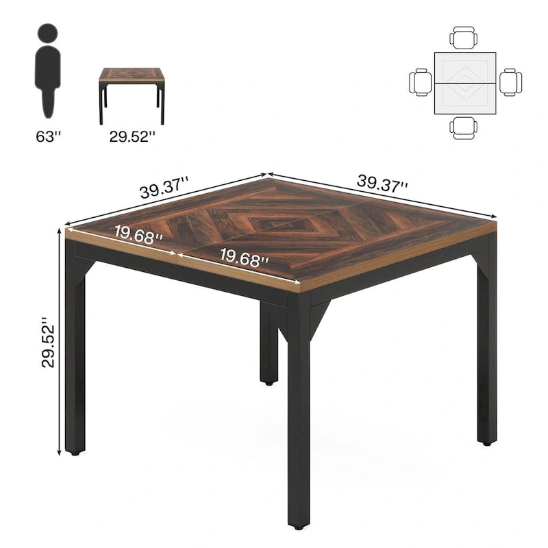 Small Conference Table, Square Meeting Table for Home Office - 39.37  L x 39.37  W x 29.52  H