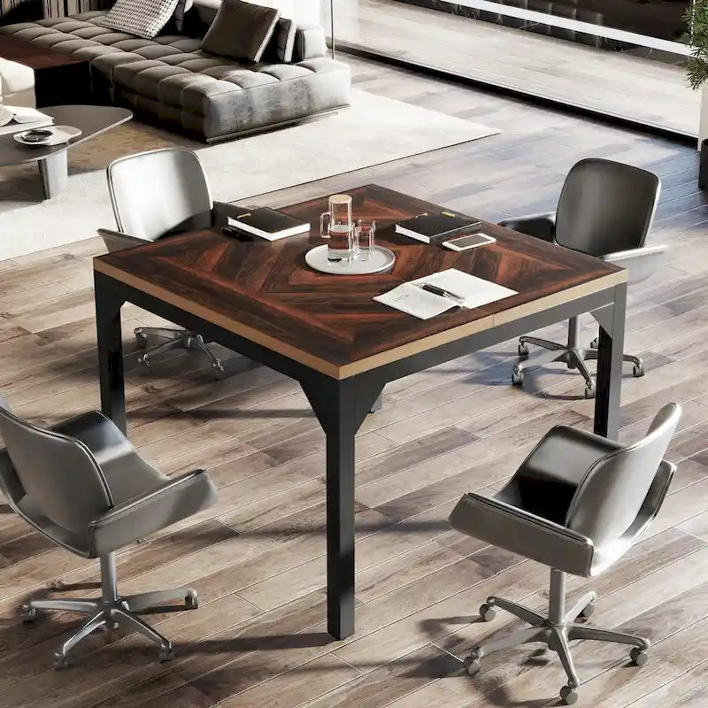 Small Conference Table, Square Meeting Table for Home Office - 39.37  L x 39.37  W x 29.52  H