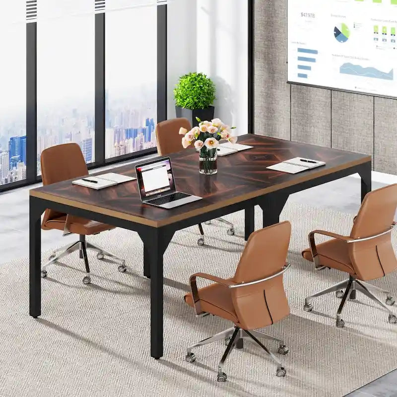 Small Conference Table, Square Meeting Table for Home Office - 39.37  L x 39.37  W x 29.52  H