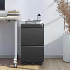 2 Drawer Metal Mobile File Cabinet,Rolling File Cabinet with Lock for Hanging Legal/Letter/A4 Size,Fully Assembled Except Wheels
