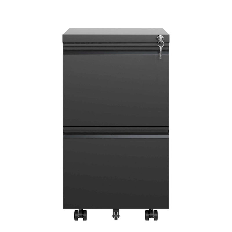 2 Drawer Metal Mobile File Cabinet,Rolling File Cabinet with Lock for Hanging Legal/Letter/A4 Size,Fully Assembled Except Wheels