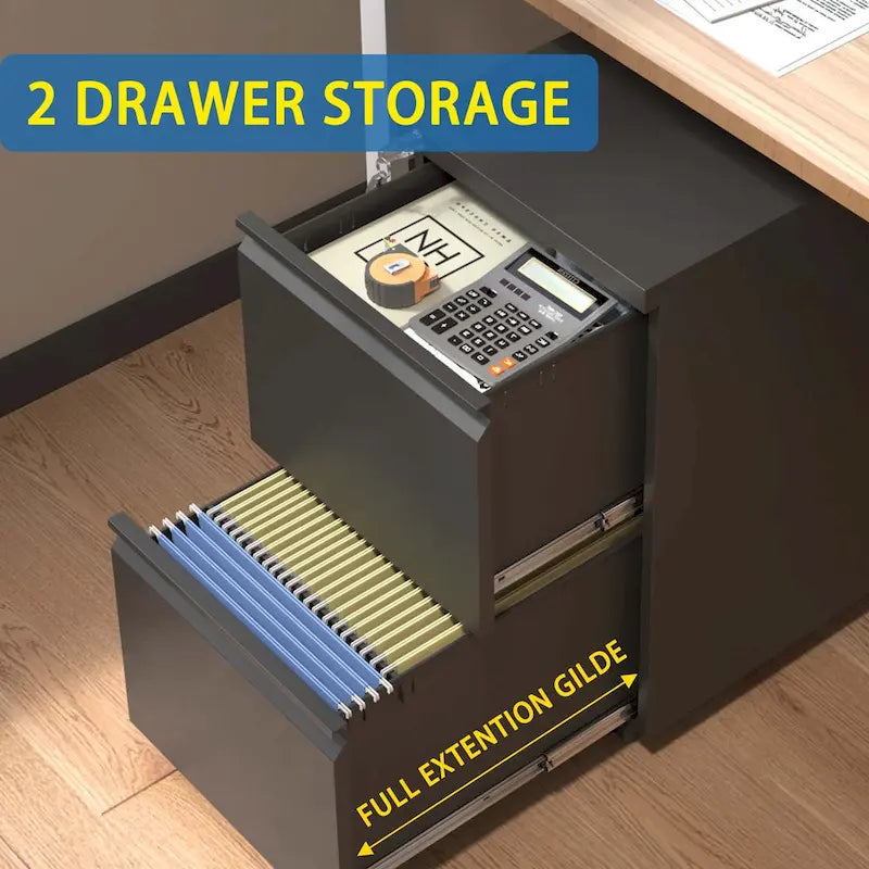 2 Drawer Metal Mobile File Cabinet,Rolling File Cabinet with Lock for Hanging Legal/Letter/A4 Size,Fully Assembled Except Wheels