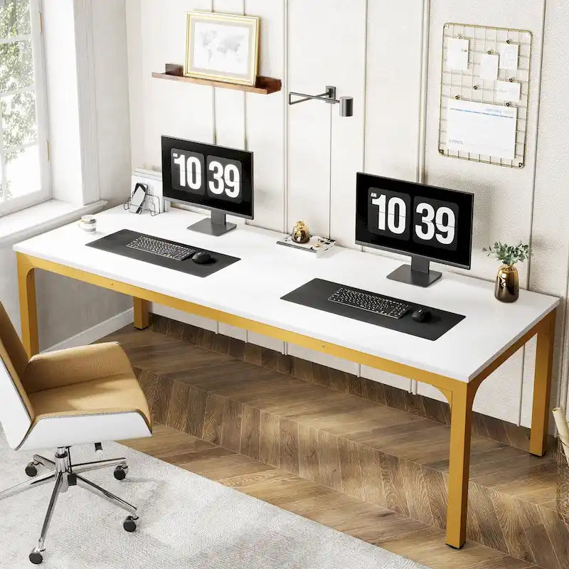 78.74-Inch Computer Desk with Metal Legs, Extra Long 2 Person Writing Desk for Home Office
