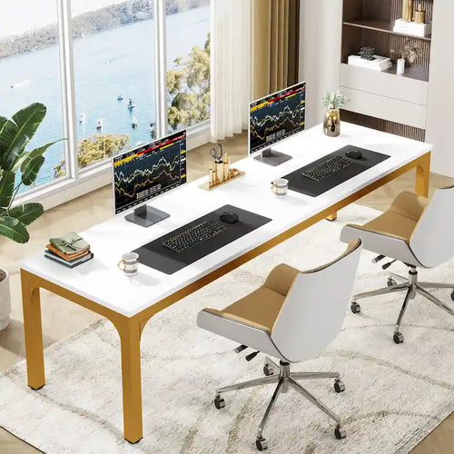 78.74-Inch Computer Desk with Metal Legs, Extra Long 2 Person Writing Desk for Home Office