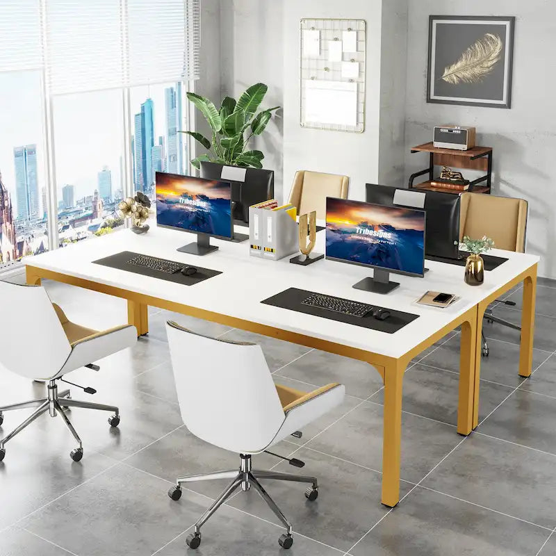 78.74-Inch Computer Desk with Metal Legs, Extra Long 2 Person Writing Desk for Home Office