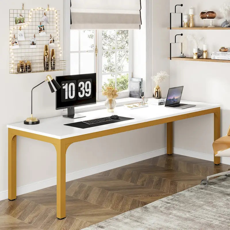 78.74-Inch Computer Desk with Metal Legs, Extra Long 2 Person Writing Desk for Home Office