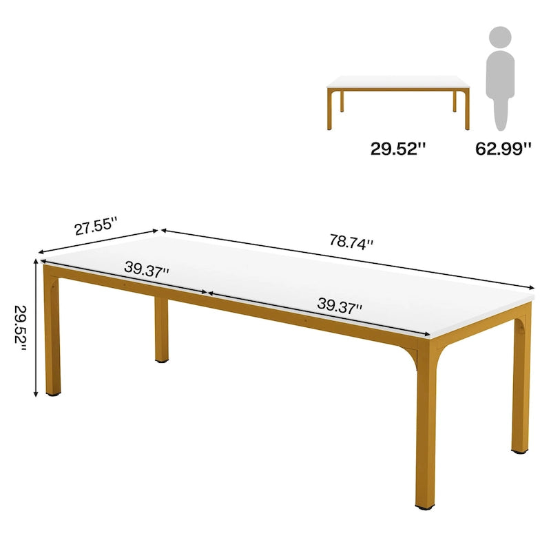 78.74-Inch Computer Desk with Metal Legs, Extra Long 2 Person Writing Desk for Home Office