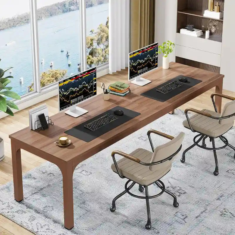 78.74-Inch Computer Desk with Metal Legs, Extra Long 2 Person Writing Desk for Home Office