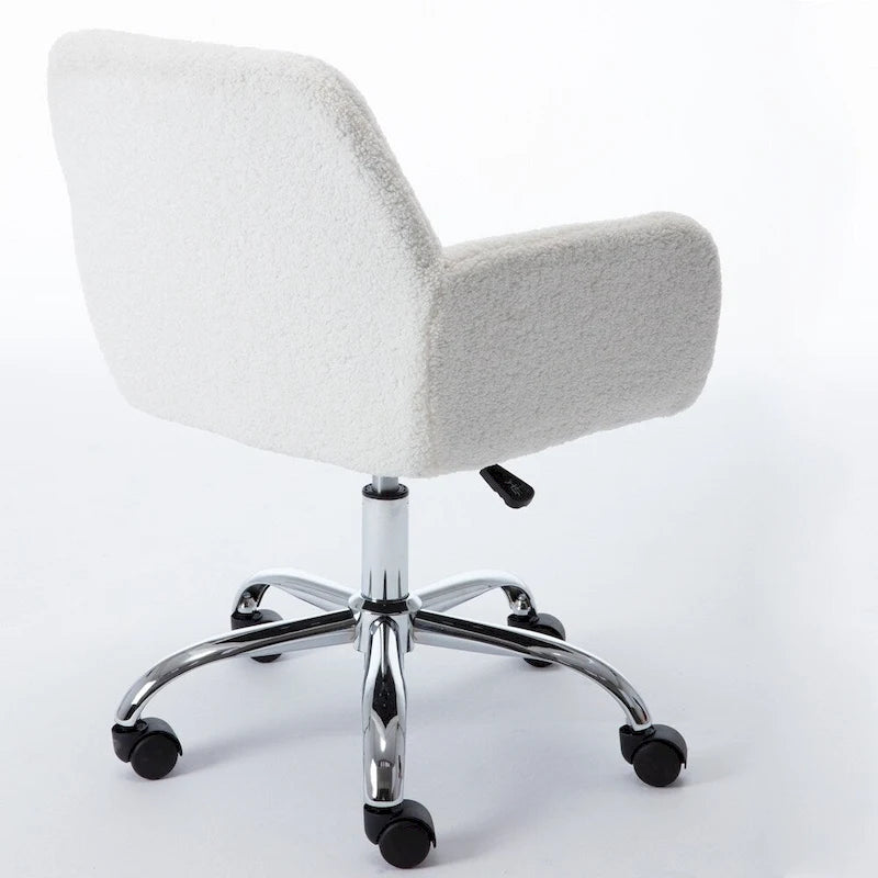 Faux Fur Home Office Chair,Fluffy Fuzzy Comfortable Makeup Vanity Chair ,Swivel Desk Chair Height Adjustable Dressing Chair