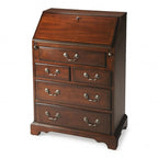 26  Brown Rubberwood Wood Secretary Desk With Five Drawers