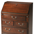 26  Brown Rubberwood Wood Secretary Desk With Five Drawers