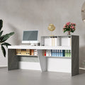 Reception Desk in White with Computer Surface and 4 Shelves