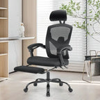 Home Office Desk Chair with Footrest, High-Back Mesh Rolling Swivel Reclining Chairs, Comfortable Headrest, Lumbar Support