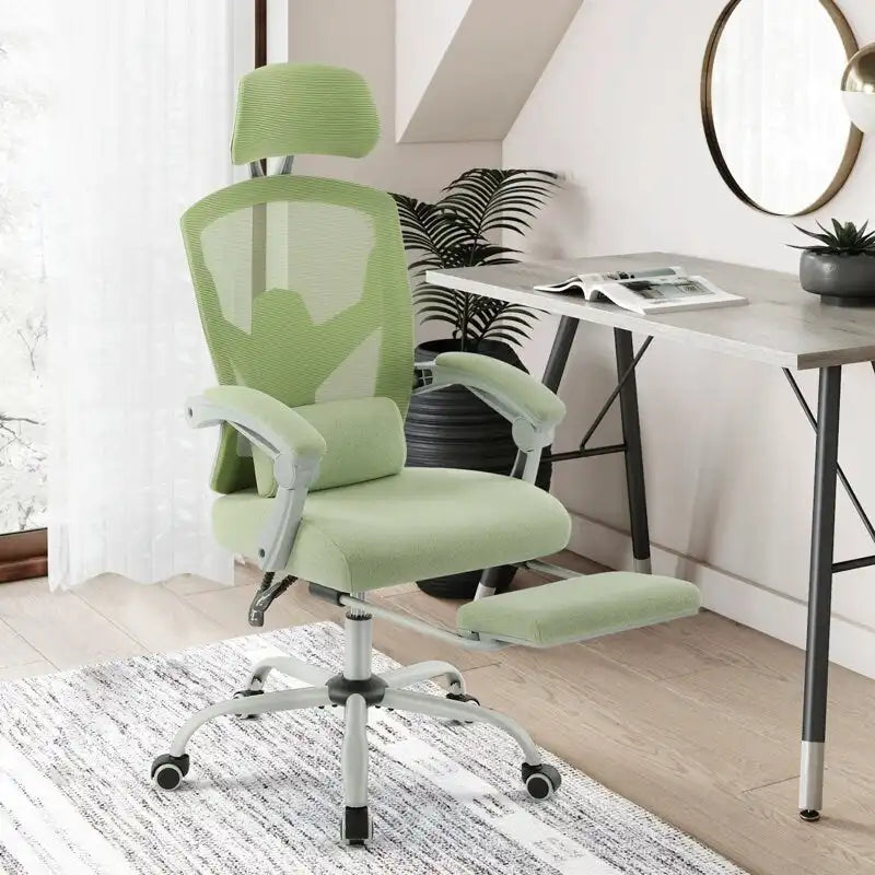 Home Office Desk Chair with Footrest, High-Back Mesh Rolling Swivel Reclining Chairs, Comfortable Headrest, Lumbar Support
