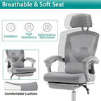 Home Office Desk Chair with Footrest, High-Back Mesh Rolling Swivel Reclining Chairs, Comfortable Headrest, Lumbar Support