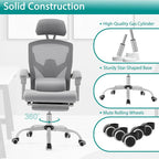Home Office Desk Chair with Footrest, High-Back Mesh Rolling Swivel Reclining Chairs, Comfortable Headrest, Lumbar Support
