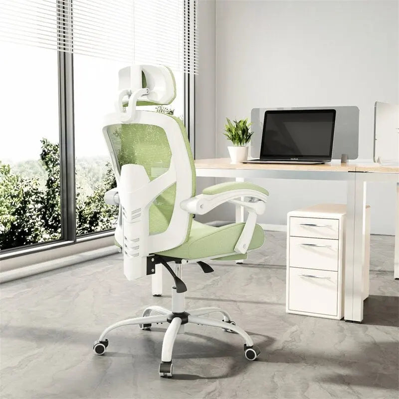 Home Office Desk Chair with Footrest, High-Back Mesh Rolling Swivel Reclining Chairs, Comfortable Headrest, Lumbar Support