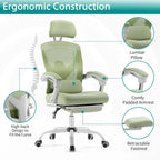 Home Office Desk Chair with Footrest, High-Back Mesh Rolling Swivel Reclining Chairs, Comfortable Headrest, Lumbar Support