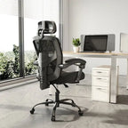 Home Office Desk Chair with Footrest, High-Back Mesh Rolling Swivel Reclining Chairs, Comfortable Headrest, Lumbar Support
