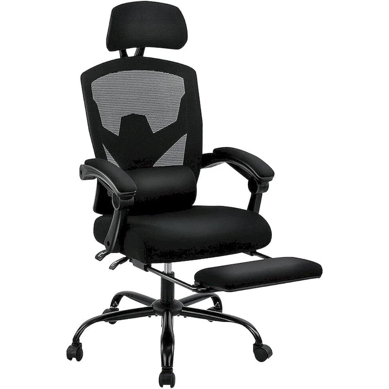 Home Office Desk Chair with Footrest, High-Back Mesh Rolling Swivel Reclining Chairs, Comfortable Headrest, Lumbar Support