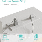 39 inch White Computer Desk with Power Outlet