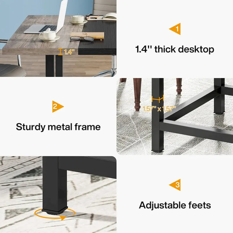 Small Conference Room Table for 4 People, Square 40- Inches Wood Desk for Home Office - 39-inch D