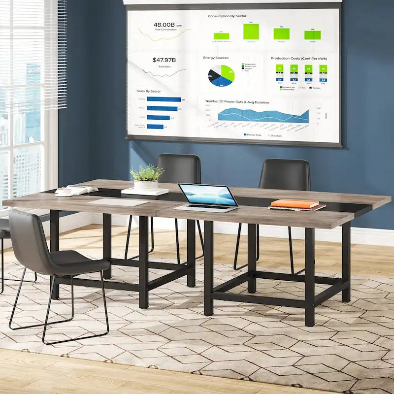 Small Conference Room Table for 4 People, Square 40- Inches Wood Desk for Home Office - 39-inch D