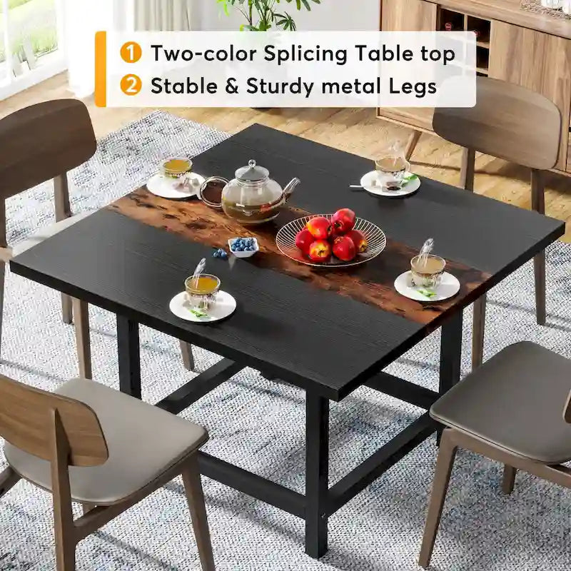 Small Conference Room Table for 4 People, Square 40- Inches Wood Desk for Home Office - 39-inch D