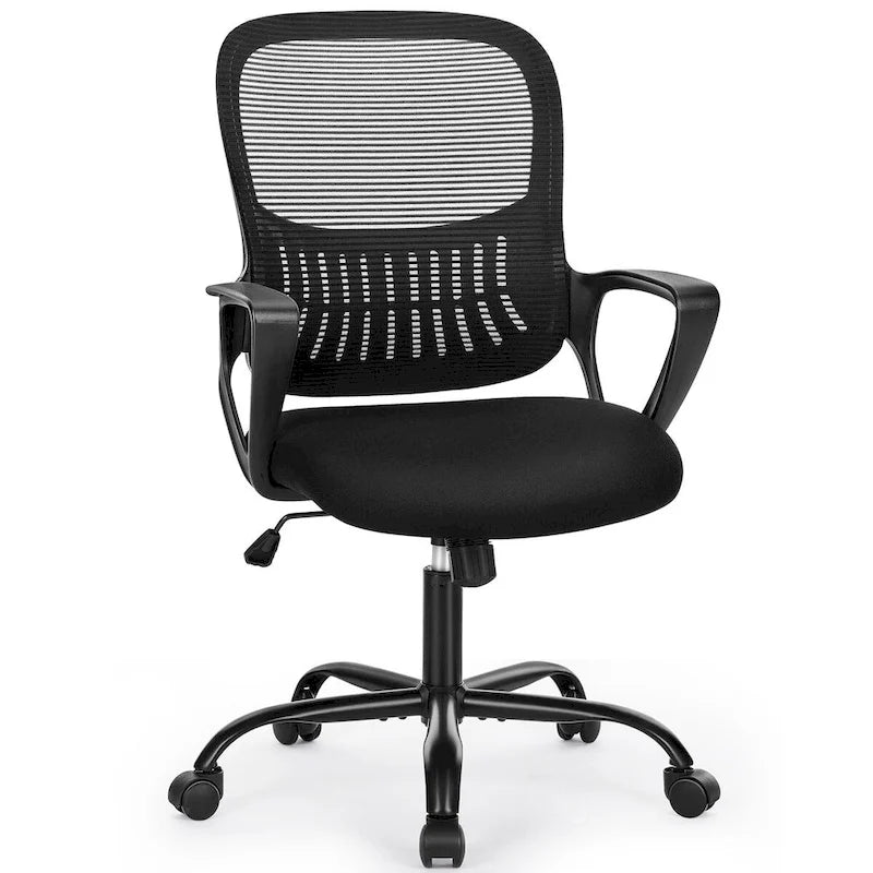 Ergonomic Office Chair Home Desk Mesh Chair with Fixed Armrest