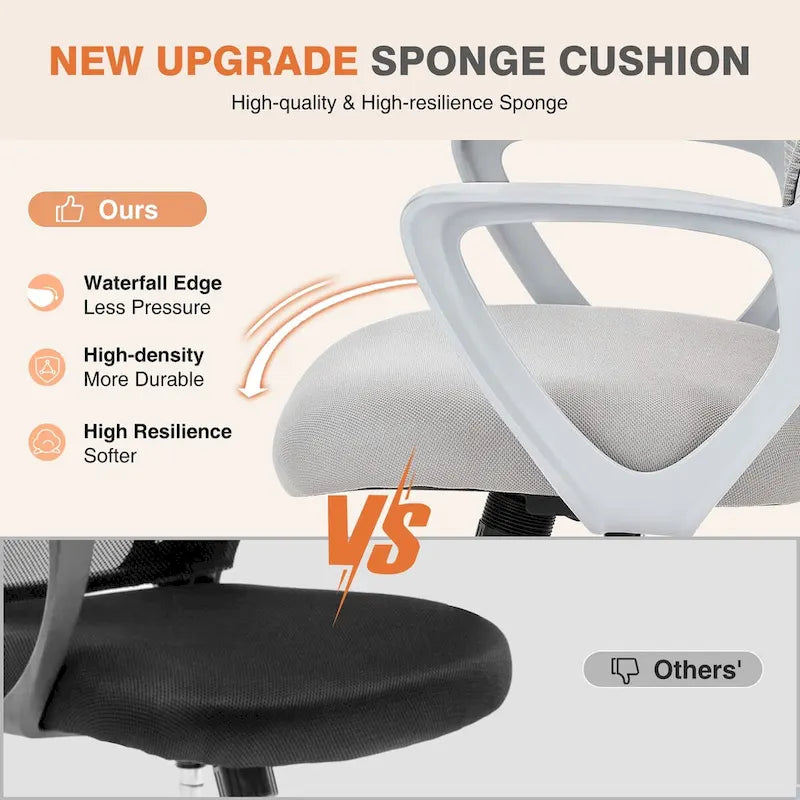 Ergonomic Office Chair Home Desk Mesh Chair with Fixed Armrest
