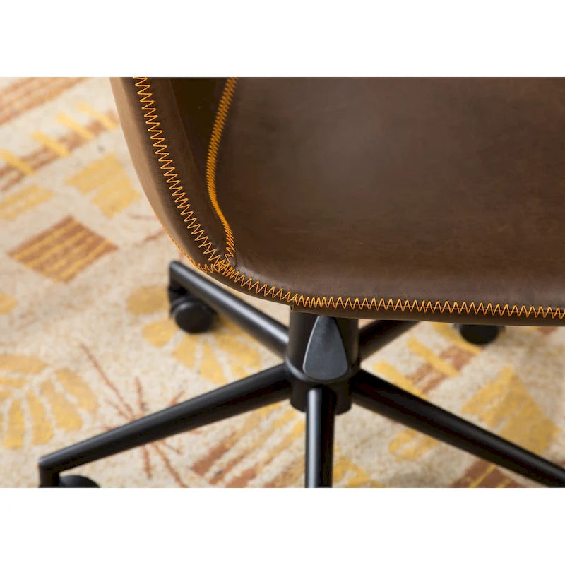 Faux Leather 360 Swivel Air Lift Office Chair, Antique Brown