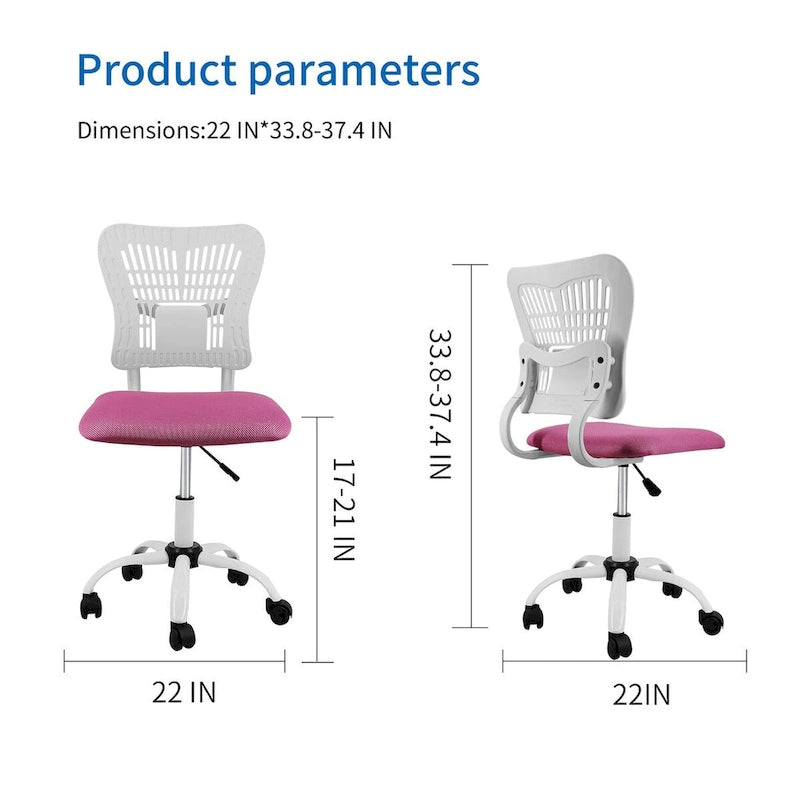 Armless Ergonomic Desk Chair Adjustable Height Seat Mesh Task Chair Office Chair