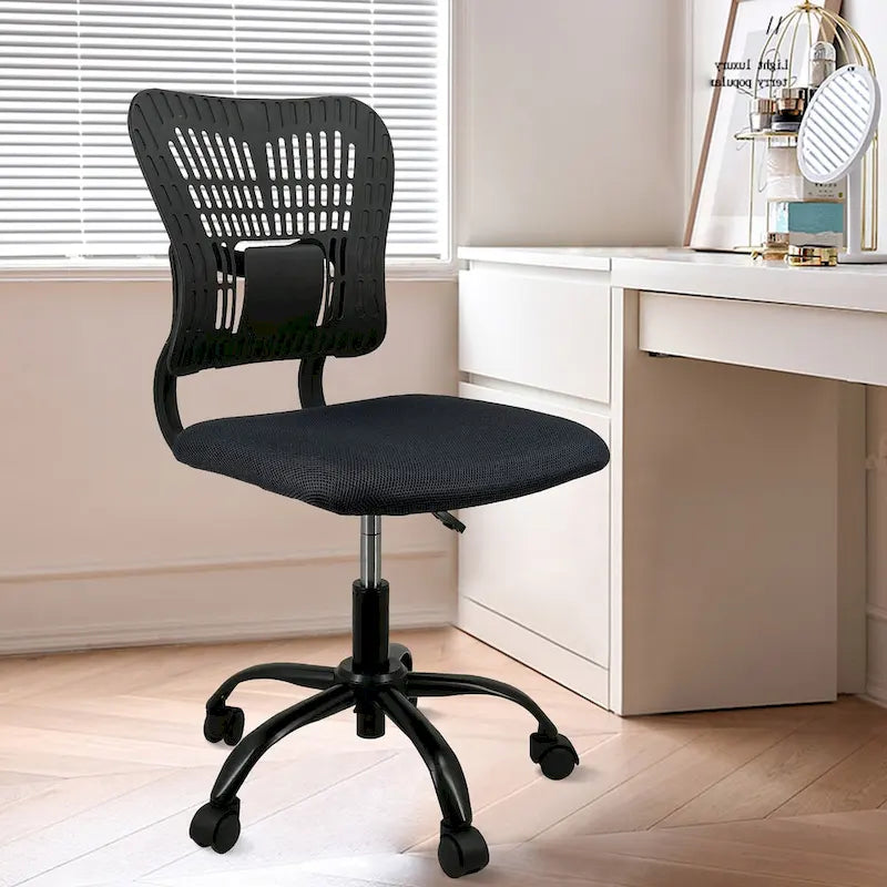 Armless Ergonomic Desk Chair Adjustable Height Seat Mesh Task Chair Office Chair