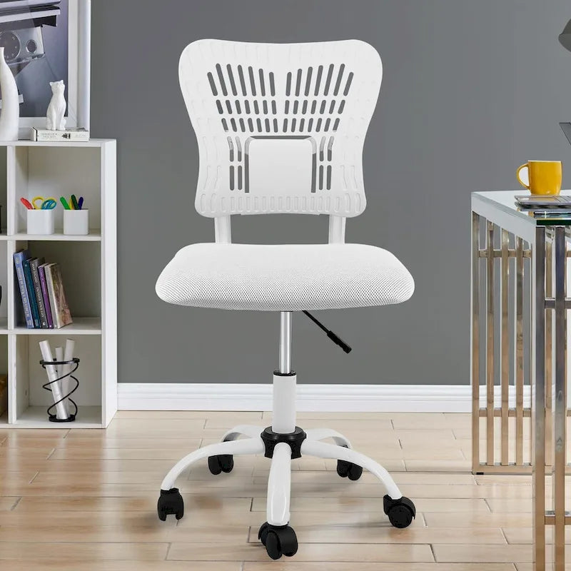 Armless Ergonomic Desk Chair Adjustable Height Seat Mesh Task Chair Office Chair