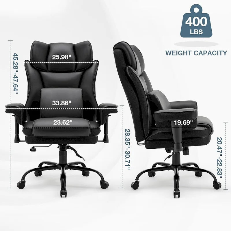 Rocking Desk Chair Ergonomic Executive Office Chair with Adjustable Padded Armrest and Massage Lumbar Support
