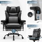 Rocking Desk Chair Ergonomic Executive Office Chair with Adjustable Padded Armrest and Massage Lumbar Support