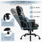 Rocking Desk Chair Ergonomic Executive Office Chair with Adjustable Padded Armrest and Massage Lumbar Support