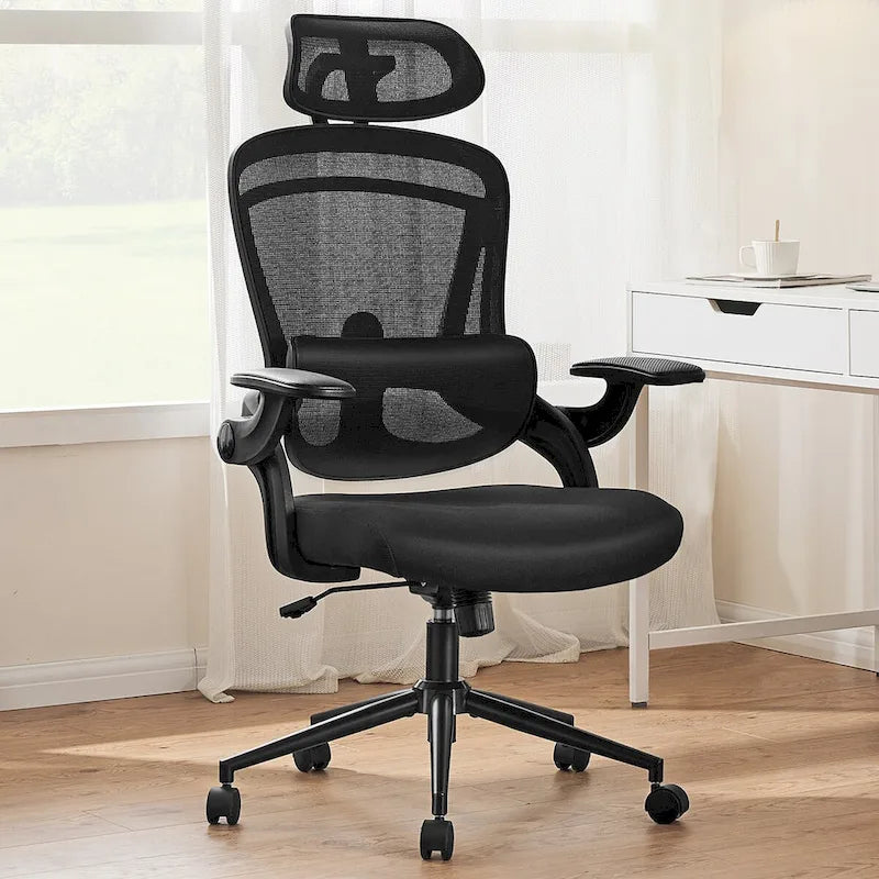 High Back Desk Chair with Adjustable Lumbar Support & Headrest