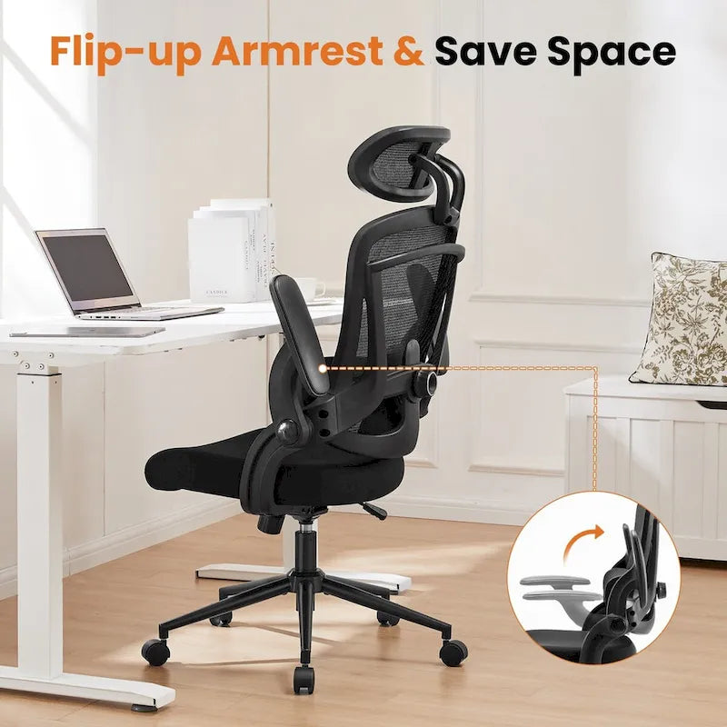 High Back Desk Chair with Adjustable Lumbar Support & Headrest